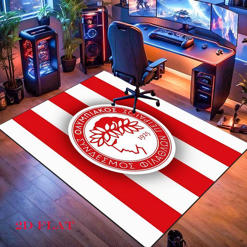Olympiacos logo Carpet Rug for Living Room Bedroom Home Sofa Decoration,Kids play Nonslip Floor Mat