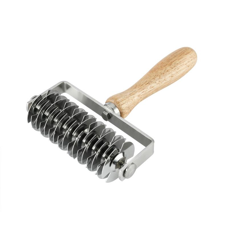 Инструменты для выпечки пиццы из нержавеющей стали с деревянной ручкой, ролик, хобби для дим-самов, сетчатый нож для пиццы, формочка для печенья, кухонные инструменты