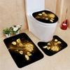 Золотая роза, водонепроницаемая занавеска для душа, комплект унитаза, коврик, нескользящие коврики для ванной, аксессуары для ванной комнаты