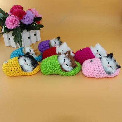 Милый Мяукающий Котёнок Плюшевая Игрушка Симуляция Кошки Украшение Тапочки Кукла