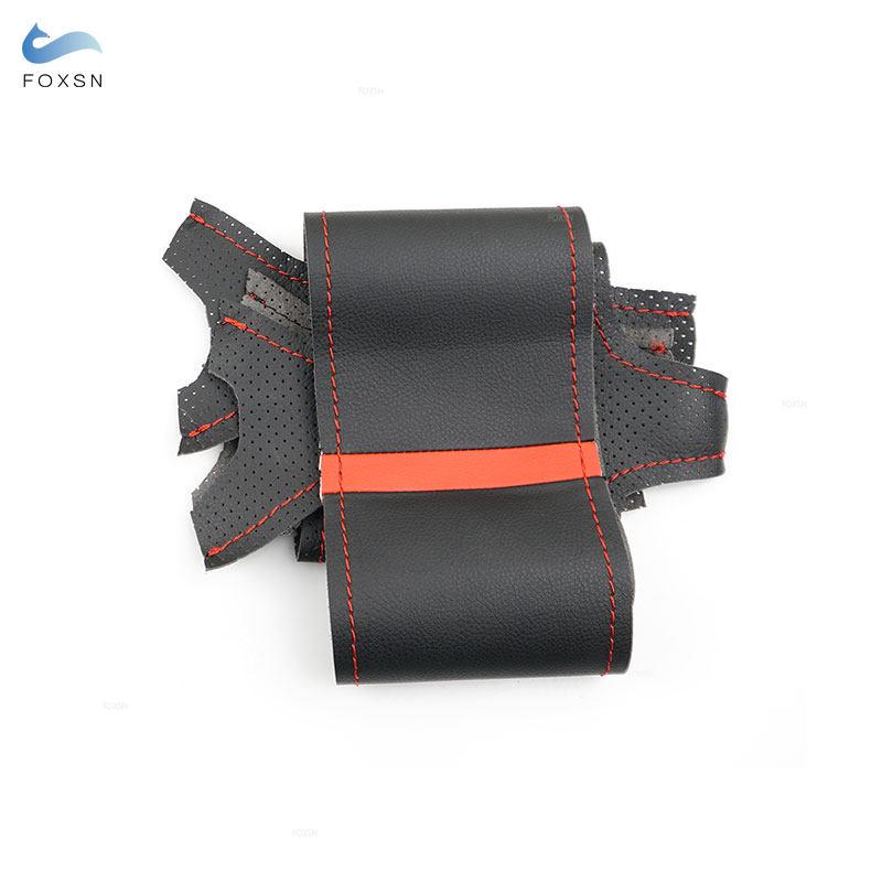 For VW Golf 4 MK4 1998 - 2004 For Passat B5 1996 - 2005 Old Style Car Steering Wheel Leather Cover Decor Black with Red