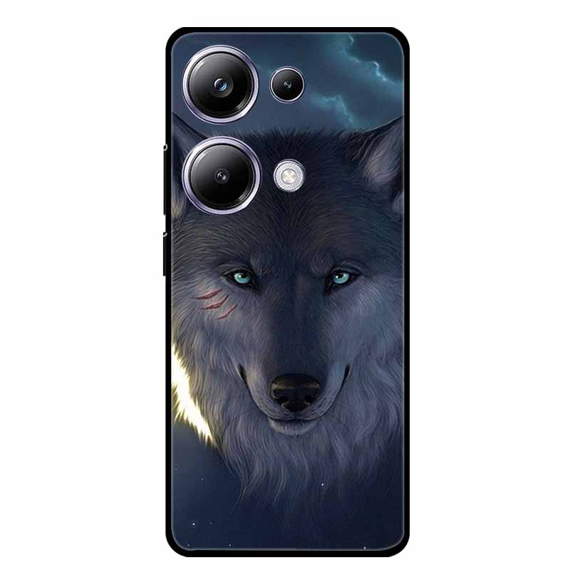 For Xiaomi Poco M6 Pro 4G Phone Case Cover Wolf Shockproof Black Silicone Soft Back Cover Cases For Poco M6 Pro Case M 6 M6Pro