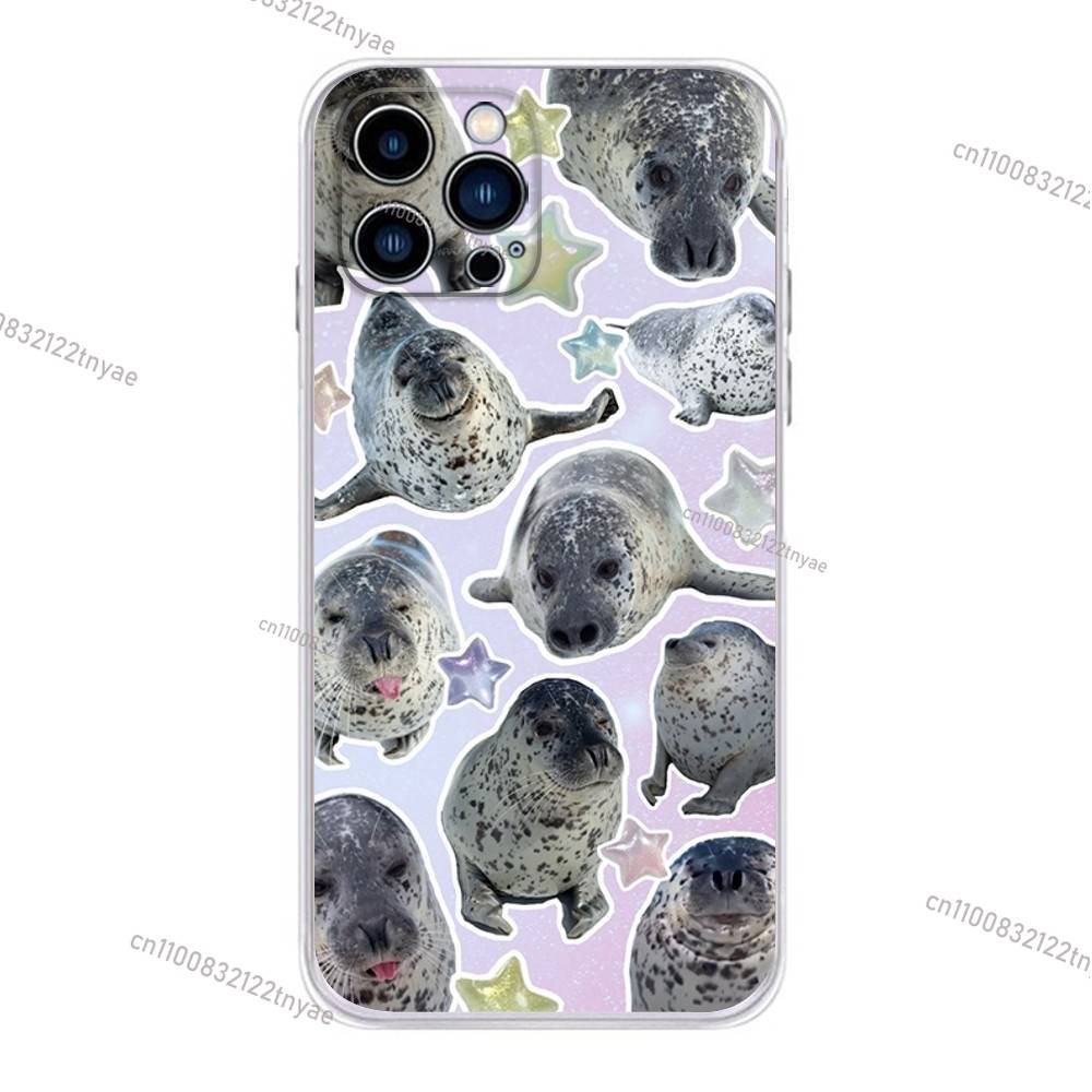 Cute and Funny Seals Phone Case For iPhone 16,15,Pro,Max,14,Plus,13,12,11,E Mini Air,17,Pro Drop Protection Cover TPU