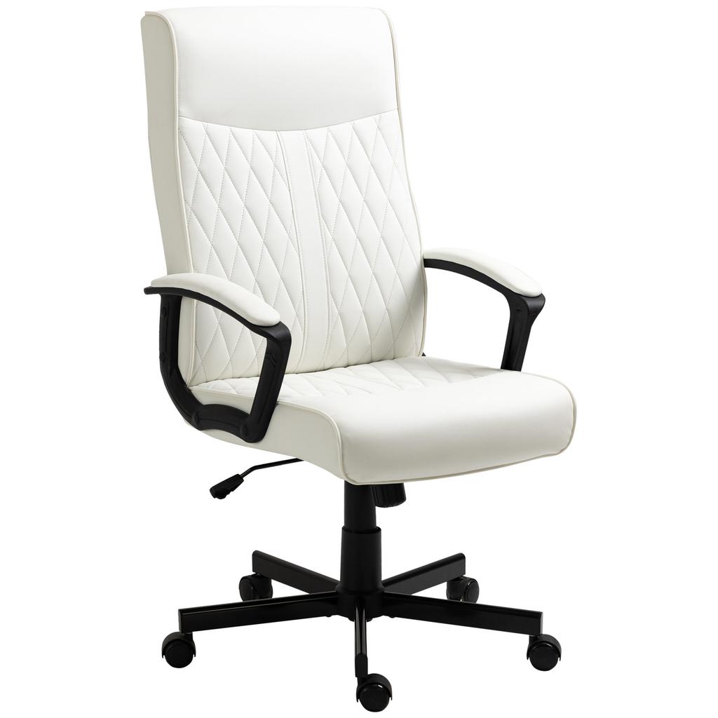 Office Chair with High Backrest Adjustable Height and Tilt Function 65x65x102-112.5 cm Off-White