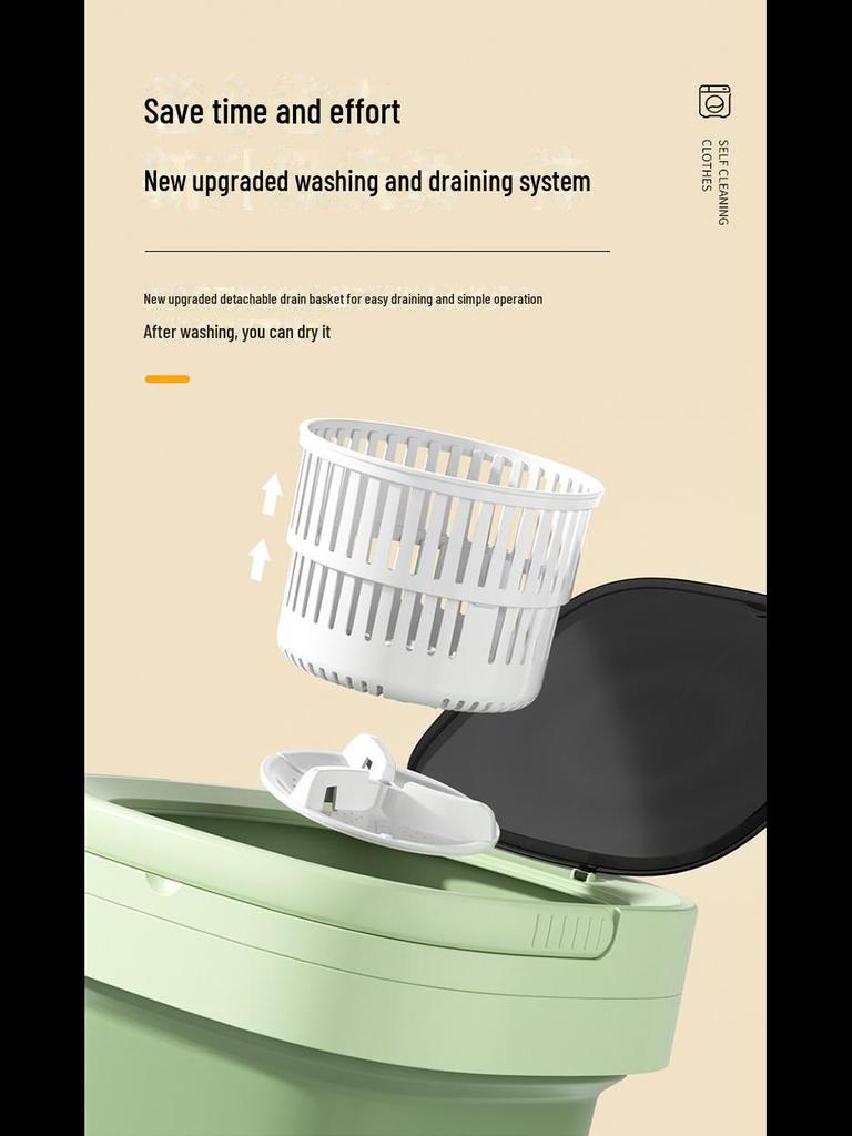 Compact Folding Washer & Dryer: Sterilizing Machine for Socks, Baby Clothes, and Dormitory Use