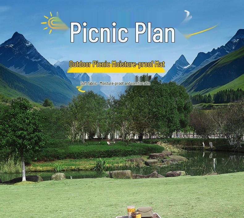 Outdoor Picnic Mat: Portable, Thickened, Moisture-Proof Cushion for Hiking, Camping, and Park Leisure.