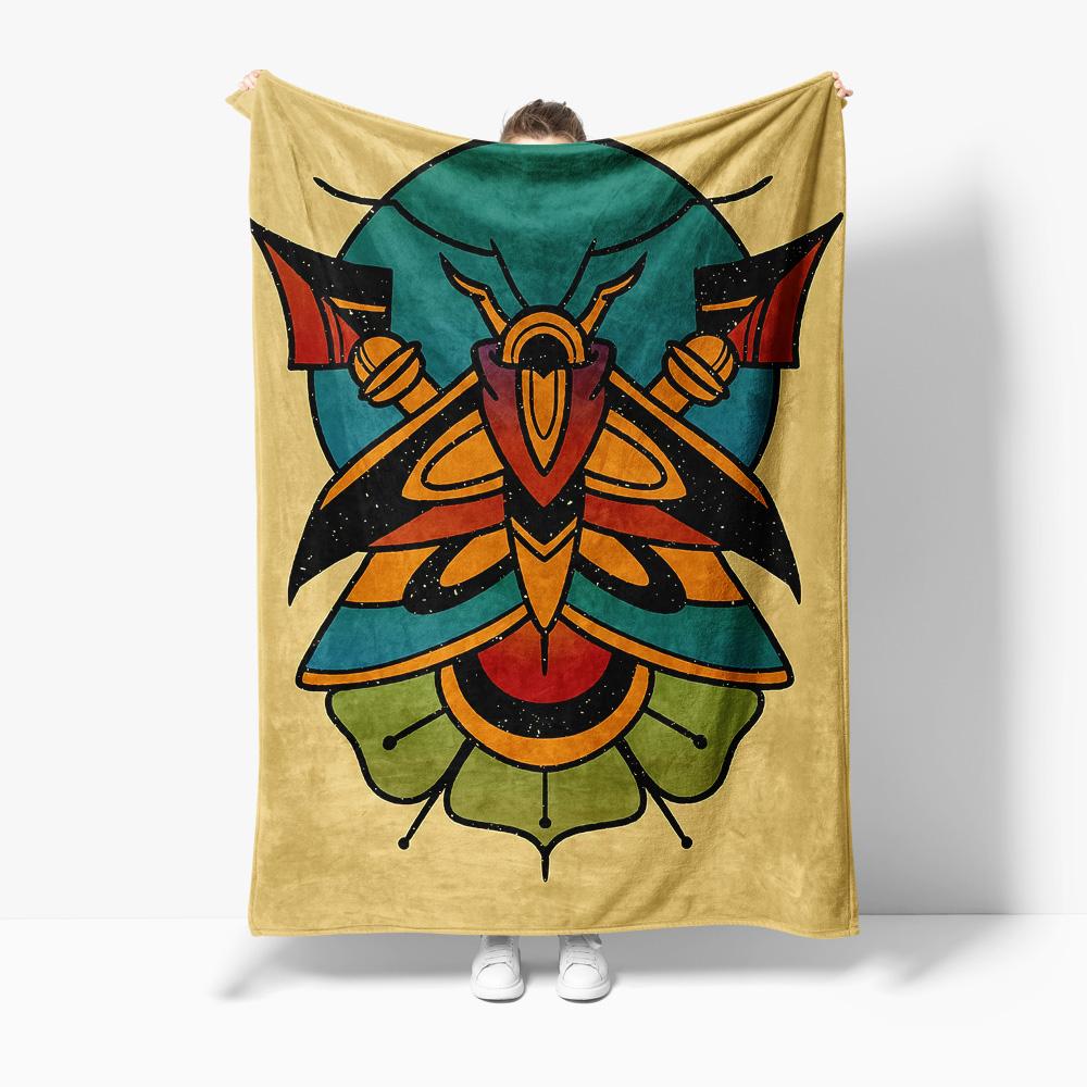 Decorative Throw Blanket with Psychedelic Butterfly Pattern Floral Design Mandala Bed Blanket Sofa Cover Gift for Women