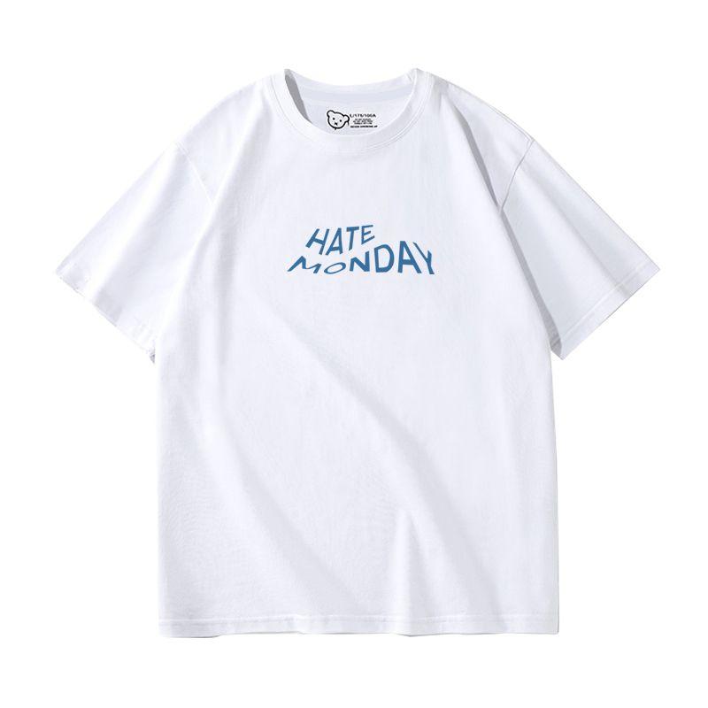 Milk Blue Short-Sleeved T-shirt Female 2025 New Arrival Summer Pure Cotton Loose Easiest for Match American Retro Casual Shoulder Half Sleeve