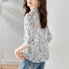 Small Floral Shirt Women's Three-quarter Sleeve Summer National Style Cotton Blouse Shirt