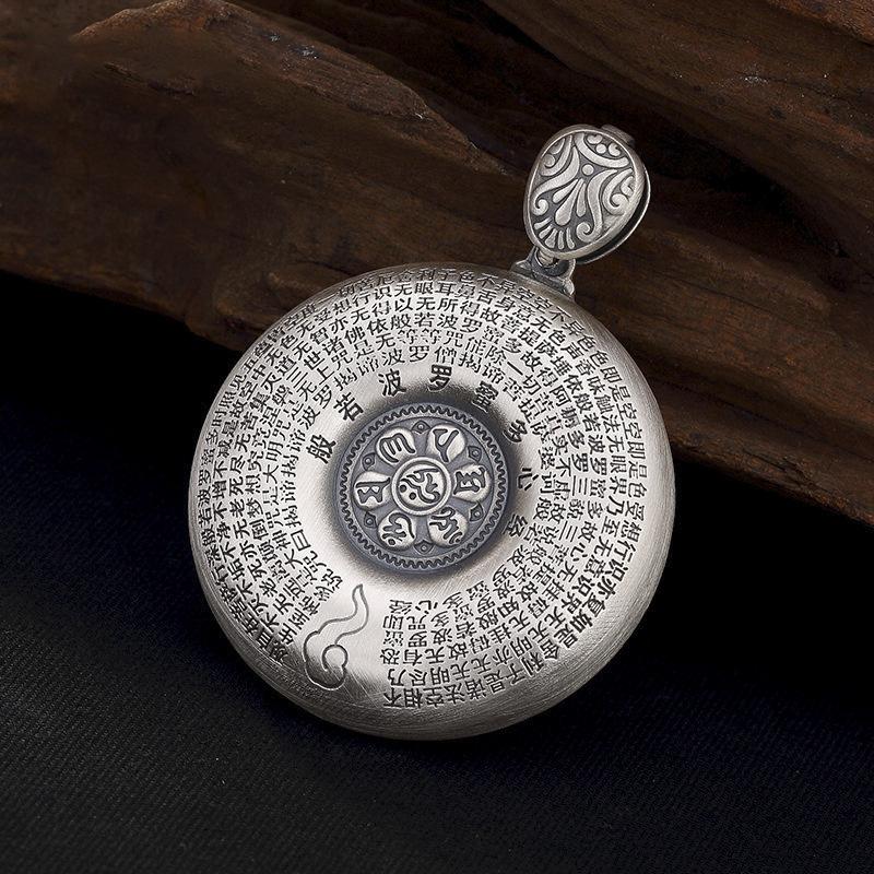 Devout Six-character Mantra Paramita Sutra Lotus Buddha Hand Pendant Necklace For Lady Jewelry Fashion S925 Chain Women Necklace