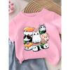 Adorable Cat Sushi Cartoon Print Kid T-Shirt Soft Round Neck with Fun Food Design for Summer Casual Children Wear Clothing