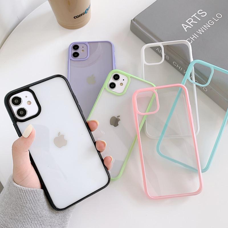 Ударопрочный цветной прозрачный чехол-бампер для iPhone 15 14 13 12 11 Pro XR X XS Max 8 7 Plus SE прозрачный мягкий акриловый чехол