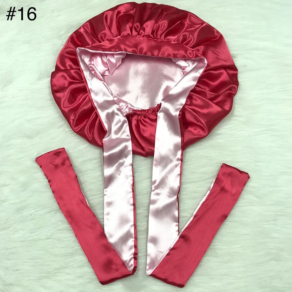 Long Tie Satin Hat Woman Fashion Sleeping Hair Bonnet Double Layer Braids Bonnets