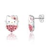 Серьги-гвоздики Sanrio Lady Hello Kitty и Heart Официально лицензированы, эмалевое покрытие и серебряное покрытие с розовыми кристаллами, латунь, кристаллы