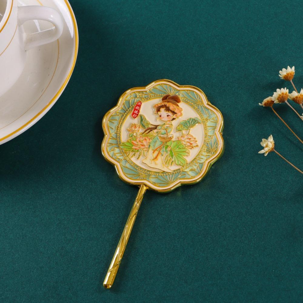 Цветок Металлическое Косметическое Зеркало Стереоскопическое Мультяшное Зеркало для Макияжа Ручное Зеркало в Китайском Стиле Для Улицы