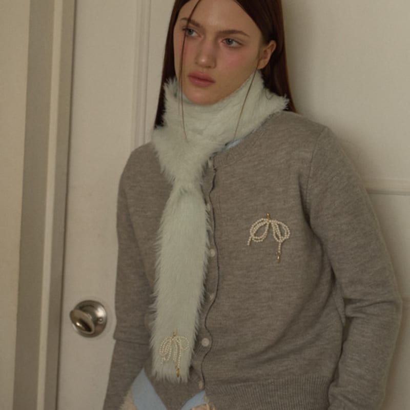 Leterie ШАРФ-ШАРФ ИЗ АНГОРЫ С РИБАННОЙ ТЕКСТУРОЙ_МЯТНЫЙ