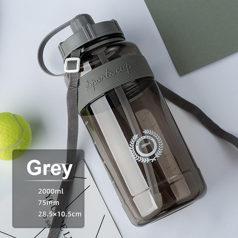 600/1000/1500 мл/2000 Чашка большой емкости для уличного пространства с соломой Студенческая пластиковая чашка для воды Портативная чашка для занятий спортом на открытом воздухе Бутылка с водой