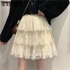 Летние кружевные мини-юбки с высокой талией, элегантные плиссированные короткие юбки трапециевидной формы, женские корейские кружевные юбки в консервативном стиле Y2K