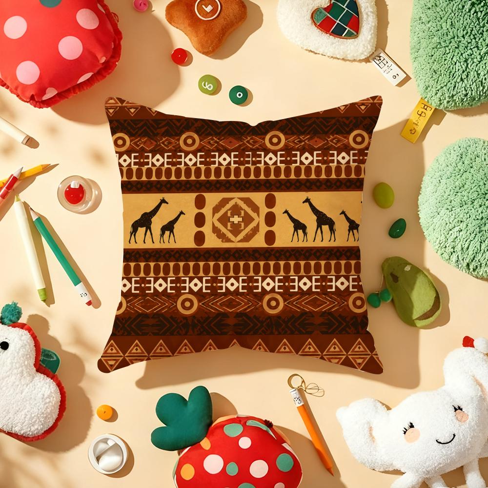 Ethnic Retro Bohemian Cushion Cover Soft Short Plush DoubleSided Printing Home Decor Machine Washable Pillow Case Gift
