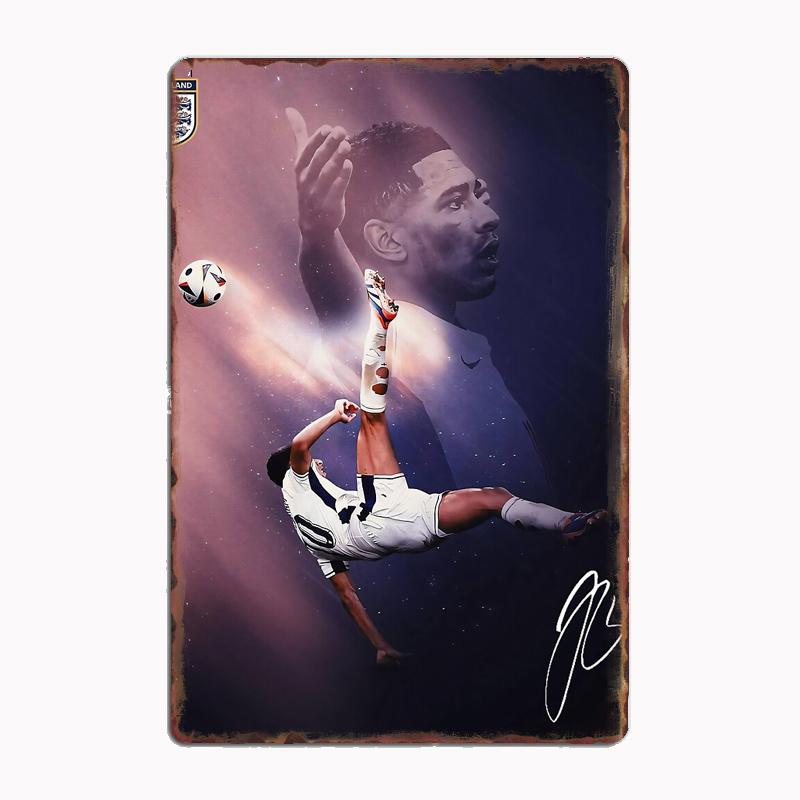 Джуд Беллингем Футбол Спорт Игрок Плакаты Металлический Знак Плакат Гараж Комната Кинотеатр Гостиная Пользовательские Жестяные Винтаж Домашний Декор