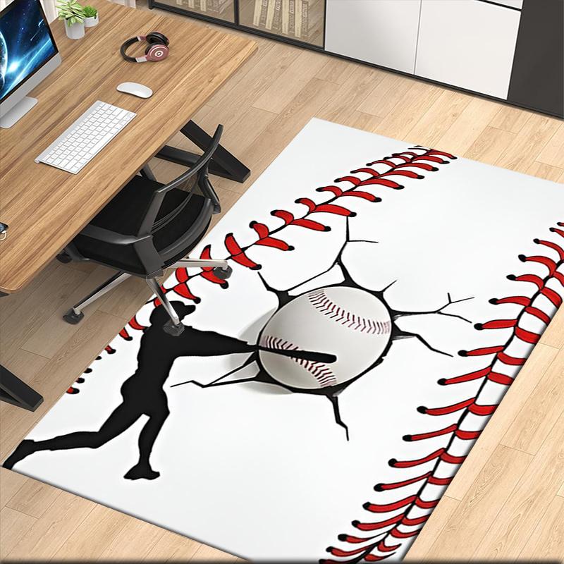 Baseball Printed Carpet, for Office Chair Living Room Bedroom Kitchen Room Decor Gifts.