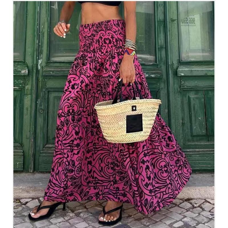 Женская летняя повседневная трапециевидная юбка с высокой талией и принтом, милая полукорпусная юбка