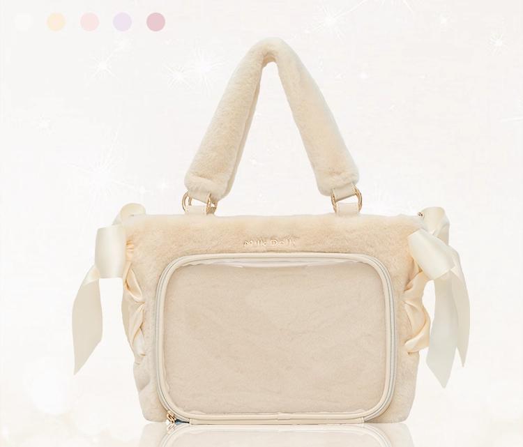 Плюшевая сумка-тоут через плечо Ita Original Bolsos De Mujer Прозрачный Tote Sac Femme Студенческие сумки с лентой для женщин Большая вместимость Bolso