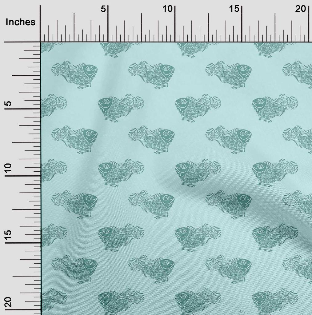 oneOone Cotton Flex Fabric Fish Block Decor Fabric Printed BTY 40 Inch Wide