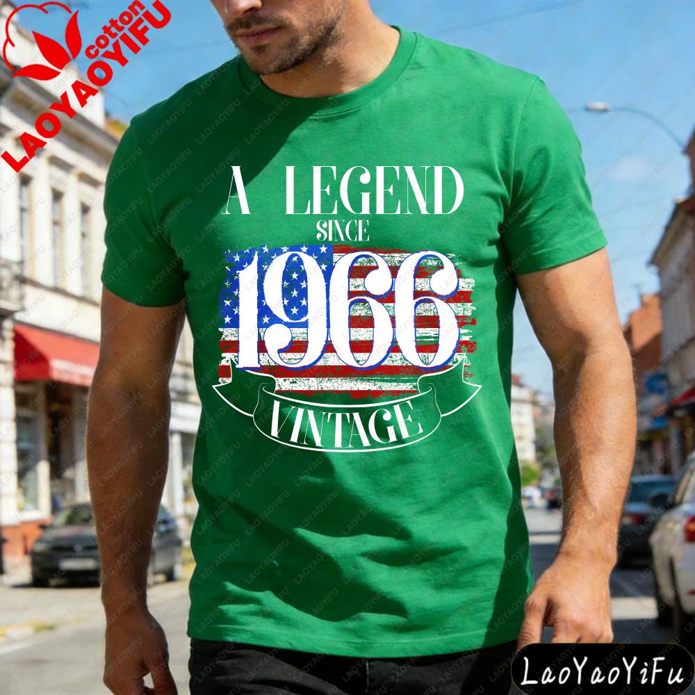 Legend Since 1966 Vintagethe United States Flag Summer Men TShirt CasualGift 60 years old Anniversary Celebration TShirts Tops