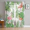 Нордические фламинго тропические листья зеленые прозрачные шторы для гостиной украшения оконные шторы кухонные тюль вуаль шторы