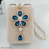 Женское длинное ожерелье с подвеской в виде цветка - Элегантная цепочка-свитер в виде капли воды для осени/зимы