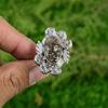 Gift For Her Natural Turritella Agate Promise Flower Adjustable Ring 925 Silver