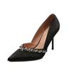 Fashion Pointed Thin Heel Sexy Bed Shoes High Heel 7.5cm or 9cm Rhinestone Thin Heel Fashion New Heels Shoes for Women 2024  Pumps