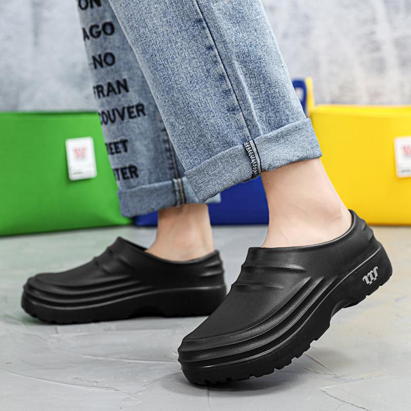 Модная мужская обувь для шеф-повара, нескользящая и маслостойкая рабочая обувь, ленивые тапочки, повседневная кухонная обувь, модная садовая обувь на один шаг для пляжа