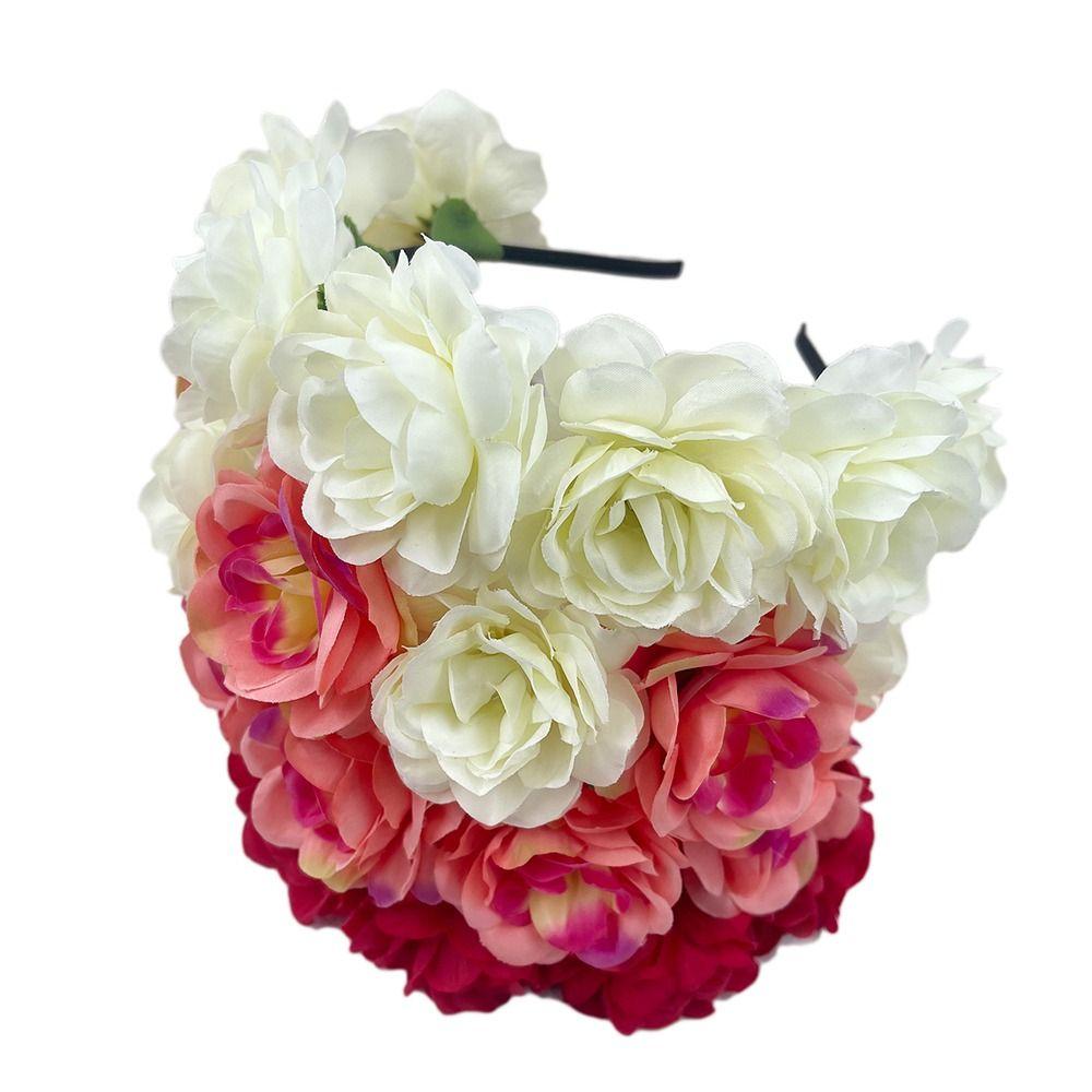 Photo Props Rose Flower Headpiece Wedding Festivals Headwear Floral Crown Hairband  for Women Girls