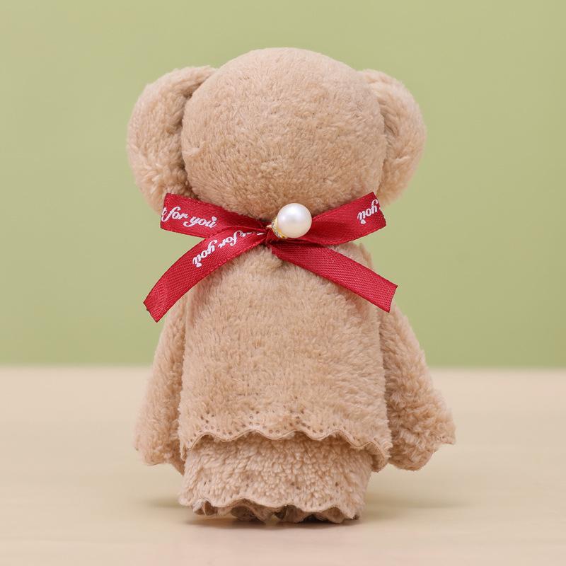 Полотенце из кораллового флиса с ананасовой сеткой и маленьким мишкой - 30*30, подарок для вечеринки