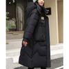 Winter Women Long Parka Coat Hooded Detachable Thicken Loose Zipper Pockets Warm Snow Wear Female Padded Jacket