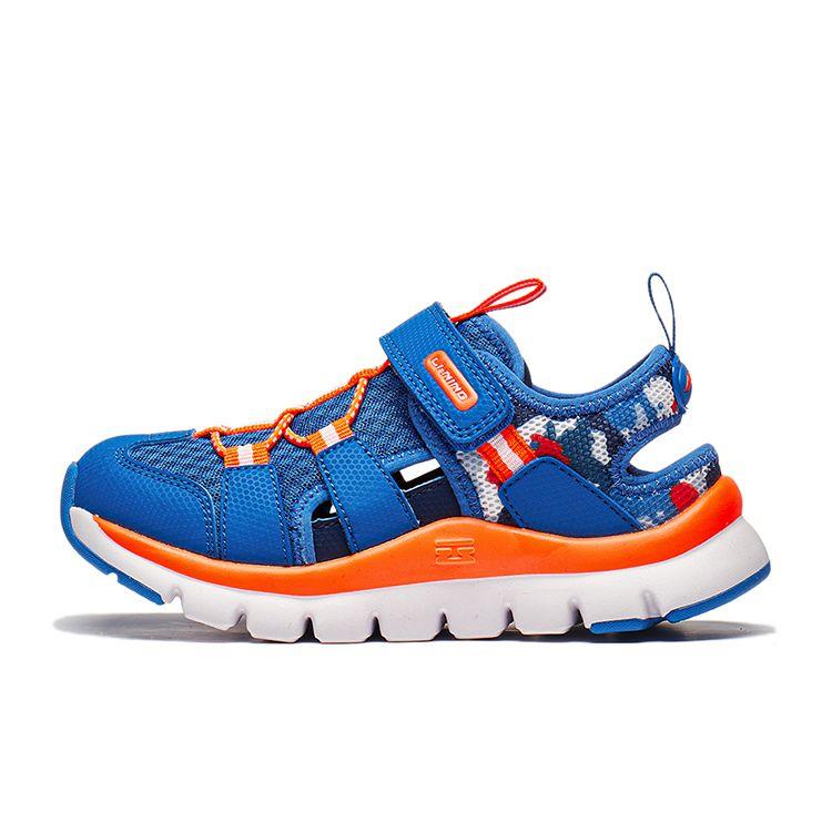 Li-Ning Cloud Shock Absorption Rebound Lightweight Breathable Non-Slip Kids Sandals Kids Sandals Bright-Blue Fluorescent-Orange YKKT018-1