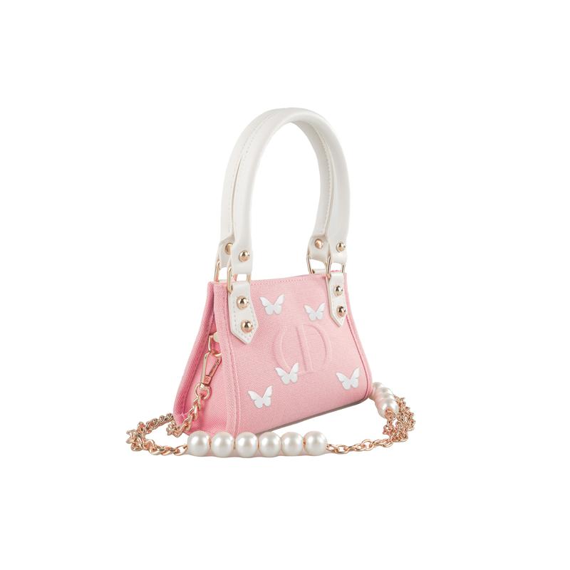 Dior Стиль DIY Косметичка РИСК Чжуан Шэн Сяомэн Сумка через плечо холщовая бабочка розово-белая