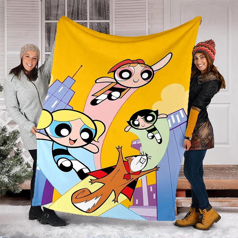The Powerpuff Girls Theme Printed Blanket - Perfect for Couch, Bed, Travel & Outdoor Use | Machine Washable, Cozy & Durable.