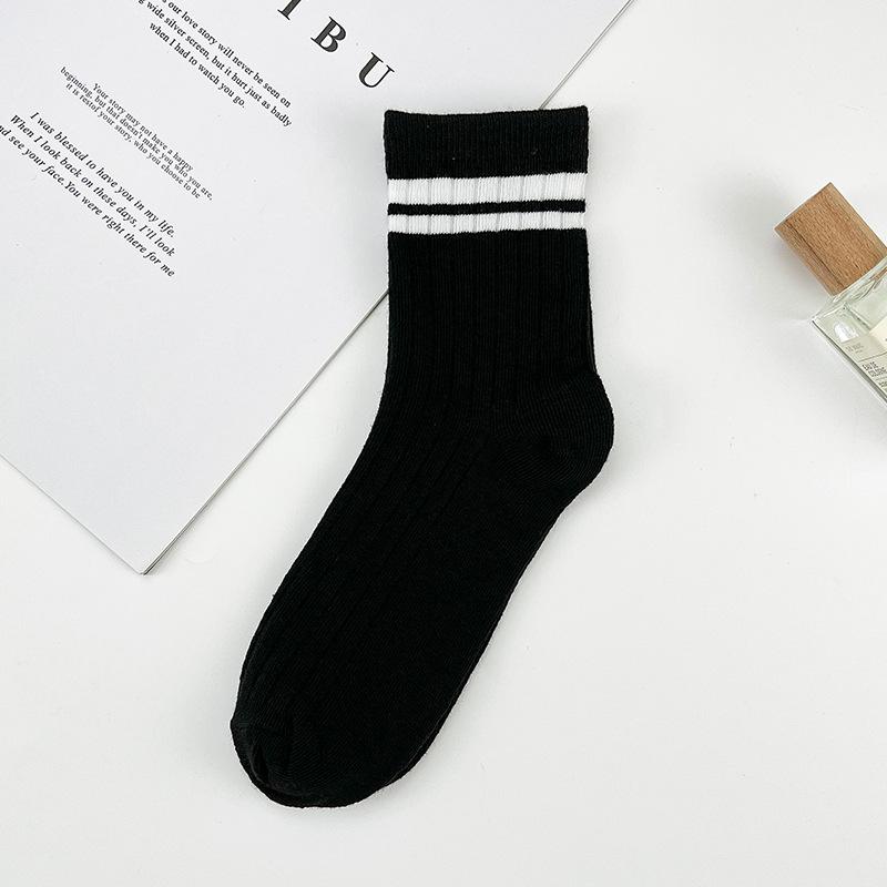5 пар осенне-зимних носков для мужчин и женщин, полосатые спортивные носки до середины икры R-образной формы в повседневном стиле, дышащие и влагоотводящие, из полиэстера и хлопка