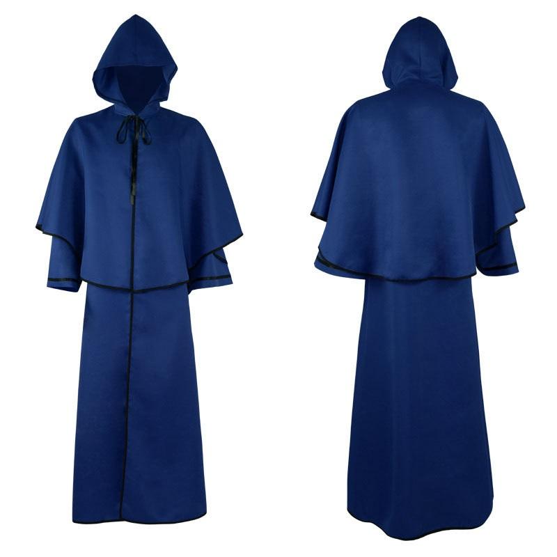 Halloween Medieval Hooded Cloak Vintage Wizard Robe Wizard Death Cloak Cosplay