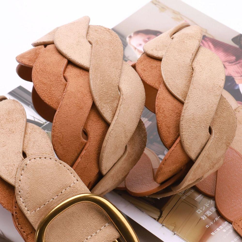 Pin Buckle Twists Woven Waistband Weave Men Belt Fashion Suede Belt Unisex