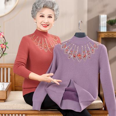 Женская одежда Осень и Зима Новая Мода Свитер Одежда для Мамы Свитер с Плюшем Базовый Свитер с Полувысоким Воротником для Женщин