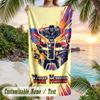 Transformers Beach Towel, Personalized Custom Text, Quick Dry Soft Large Towel For Swimming Pool Travel