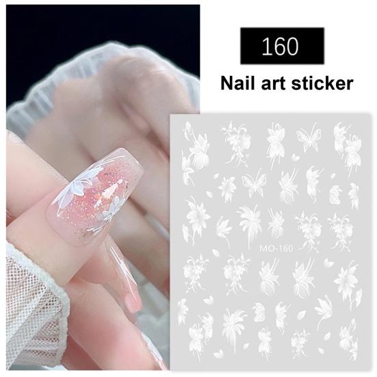 Nail Sticker Elegant Hand-Painted Flower Butterfly Long-Lasting Ins Style Nail Art Decals Women Accessories