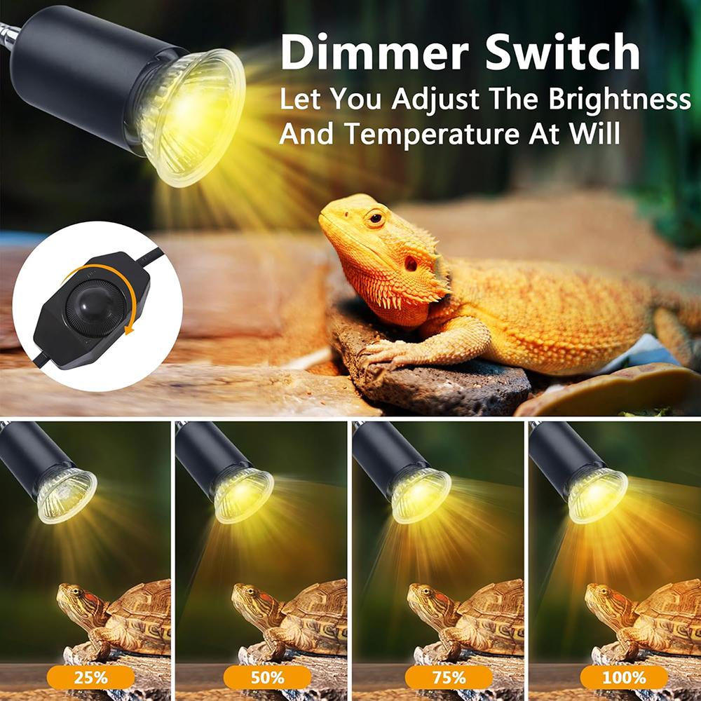 50 Вт УФА УФВ Греющая Лампа для Рептилий Имитация Солнечного Света Регулируемая Греющая Лампа для Черепахи Ящерицы Змеи Бородатой Ящерицы Амфибий