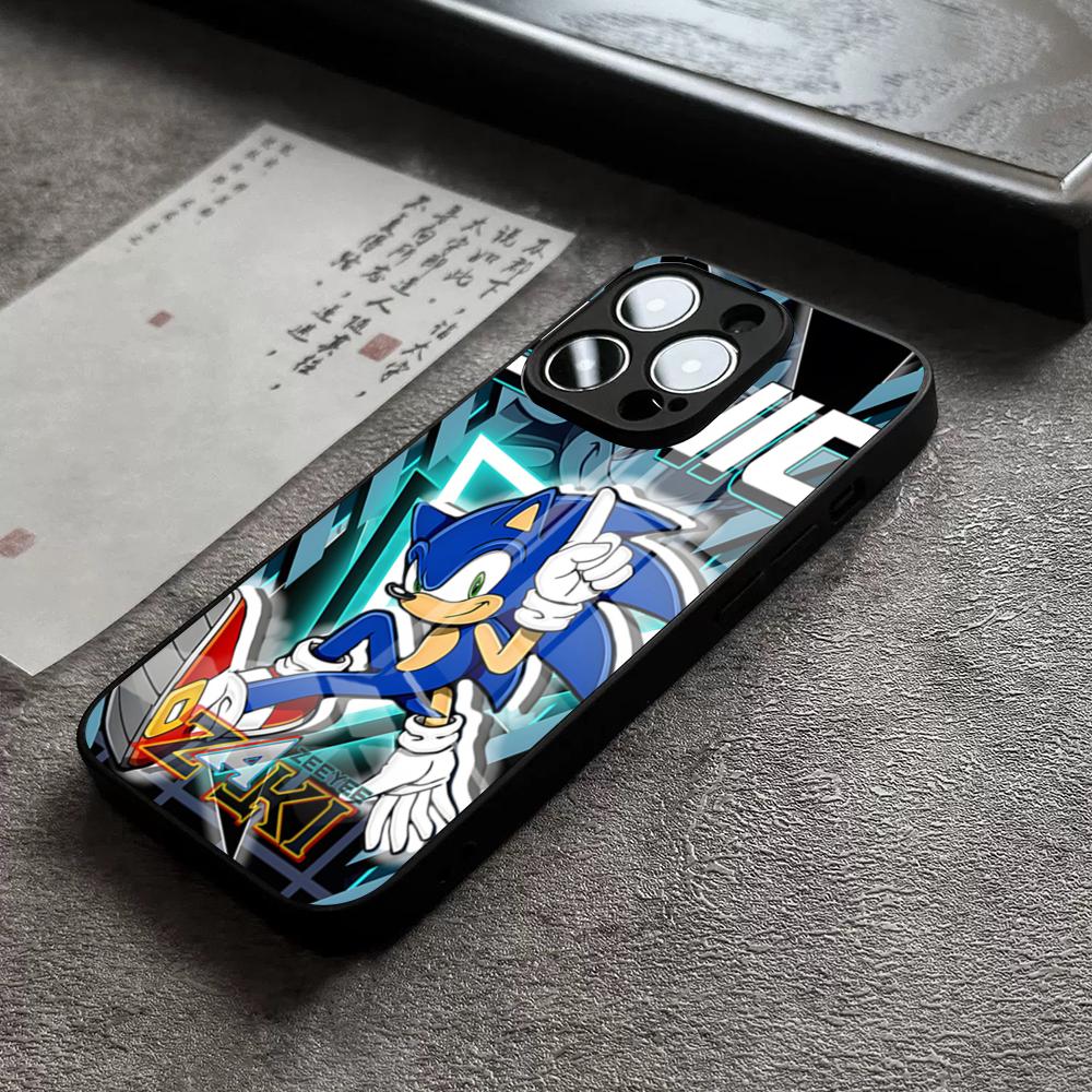 Cartoon S-Sonics Hedgehog Phone Case For IPhone 16 Pro Max 14 17 Air 12 15 11 13 Mini X XR XS Max SE Glass Cover