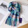 Winter Fashion British Pure Wool Scarf Women's Warm Long Thickened Fringed Scarf Couple Shawl Versatile