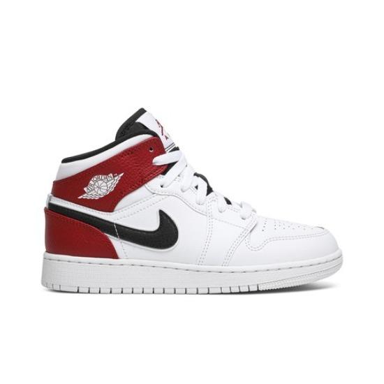 Кроссовки Air Jordan 1 Mid GS Chicago Retro Белые и Красные 554725-116